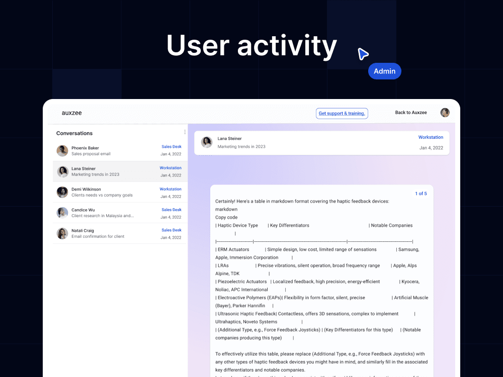 Auxzee — additional product screens
