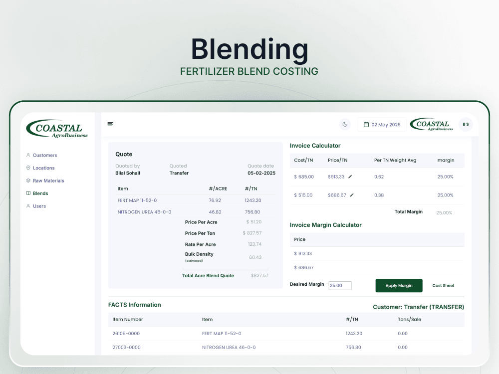 OptiBlend — formulation and constraint configuration