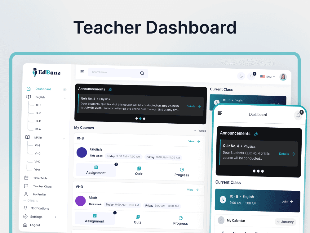 Edbanz school ecosystem interface view 6