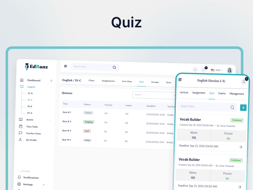 Edbanz school ecosystem interface view 4