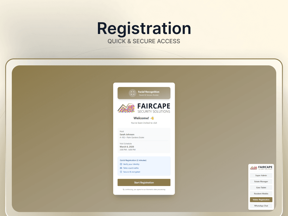 FaircAccess interface and gate access workflow view 3
