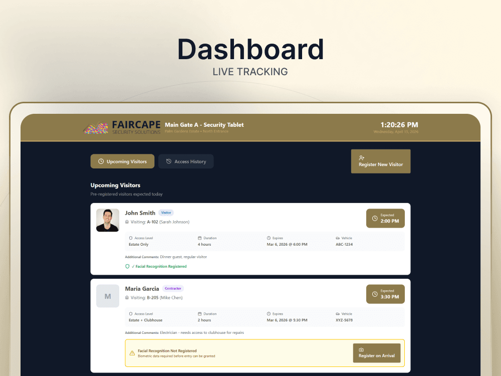 FaircAccess interface and gate access workflow view 4