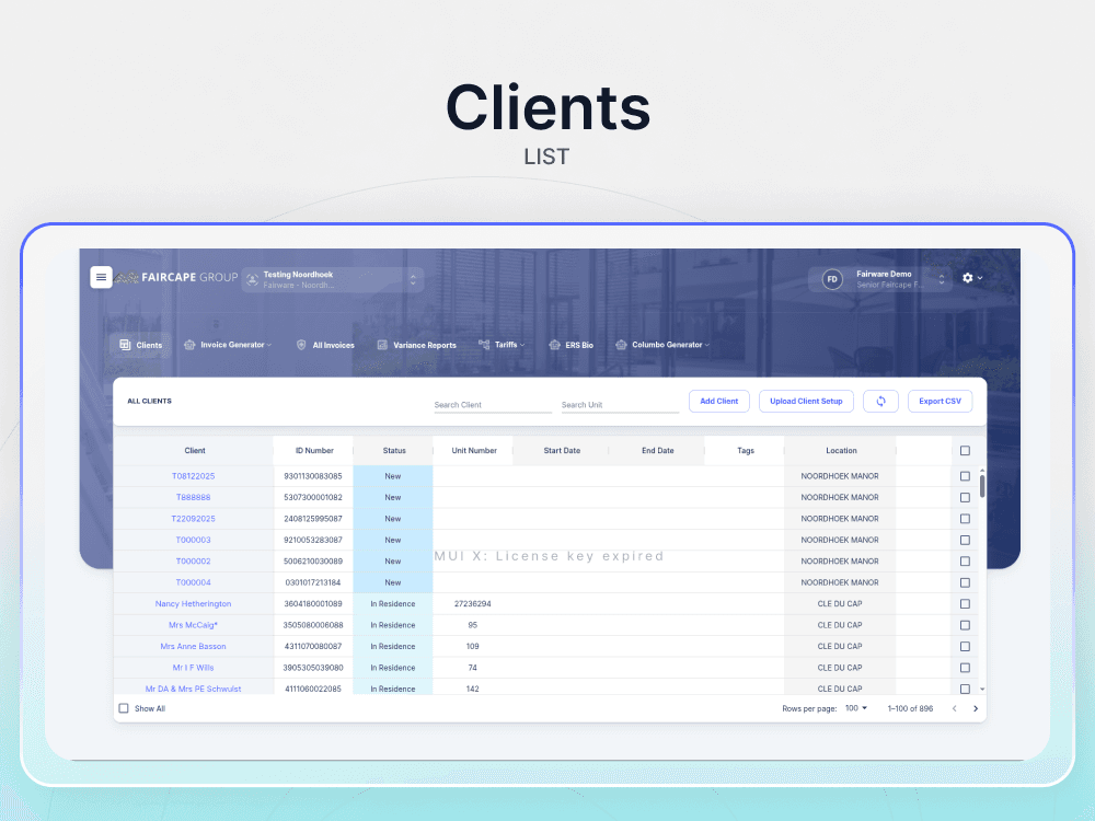 Fairware automated invoicing and tariff control interfaces
