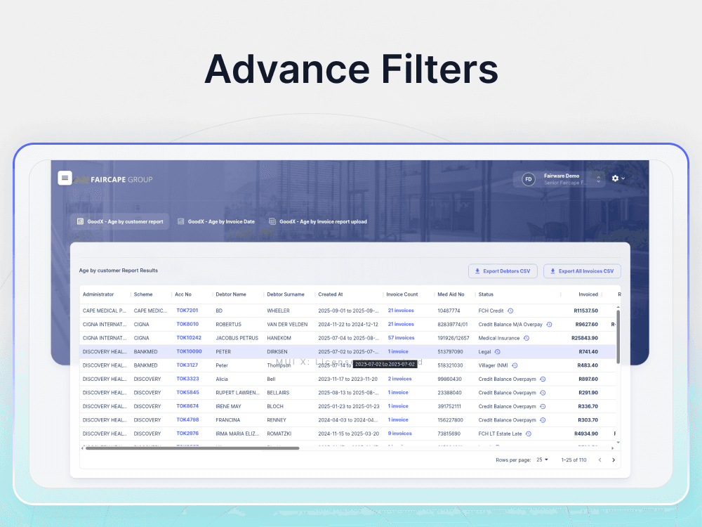 Fairware billing and reconciliation interface view 6