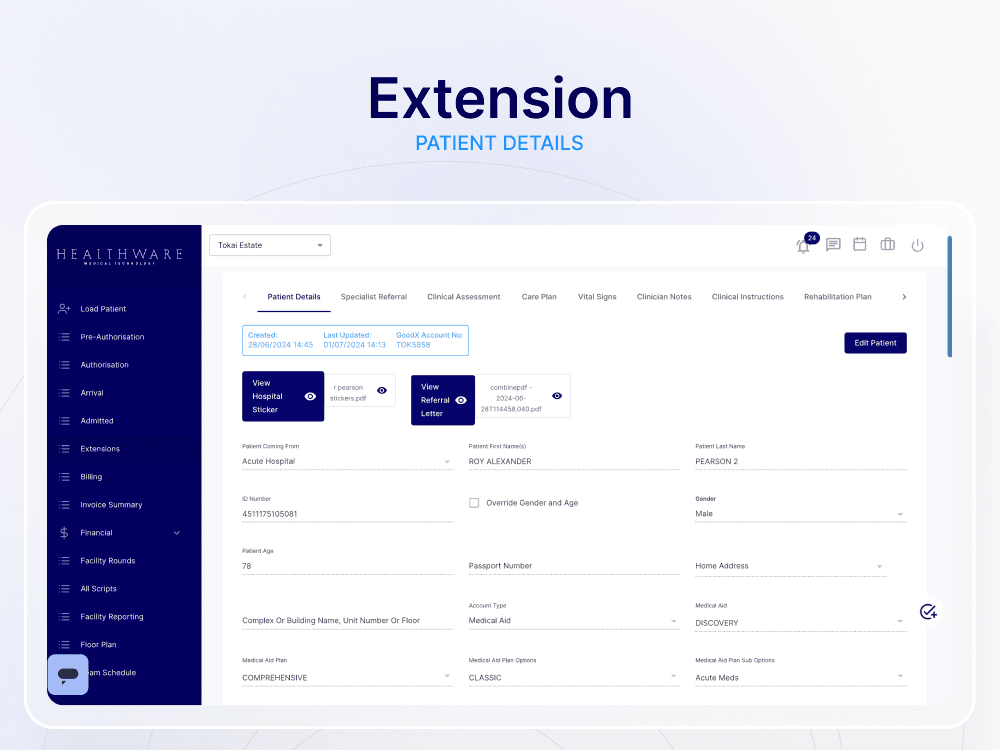 HealthWare additional product screen and workflow detail