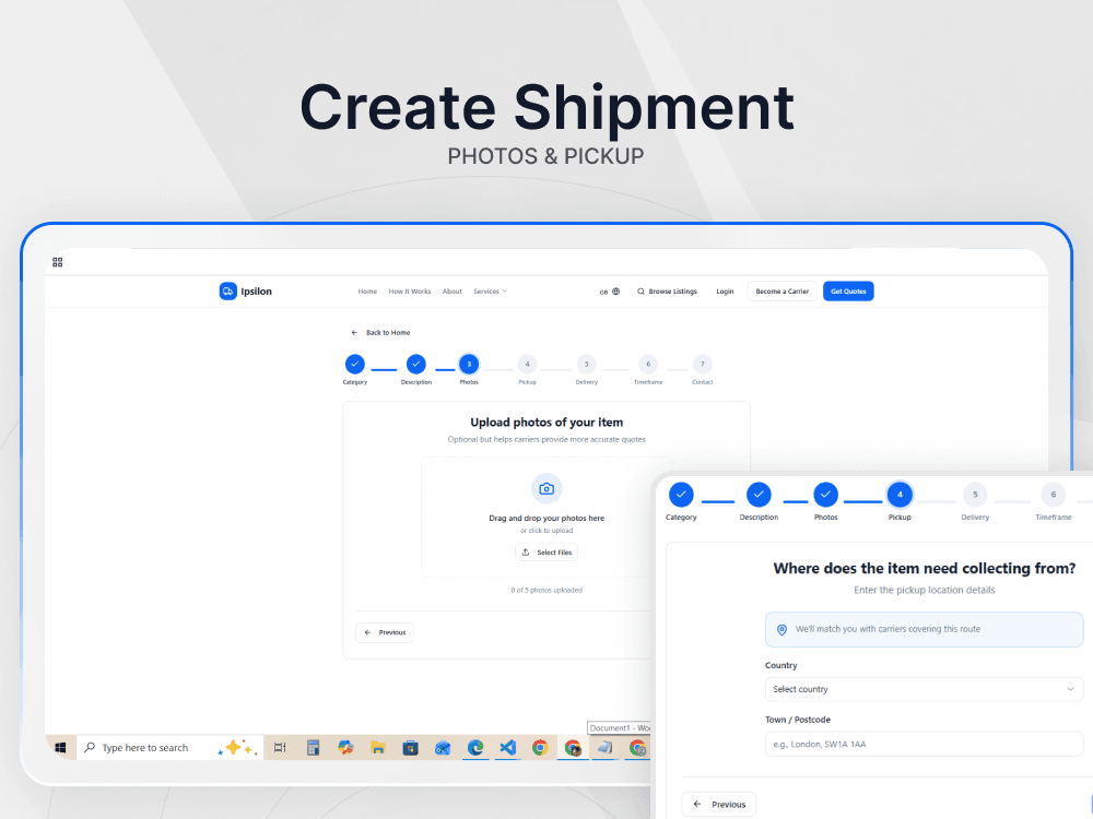Ipsilon — passwordless shipper flow and verified carrier onboarding