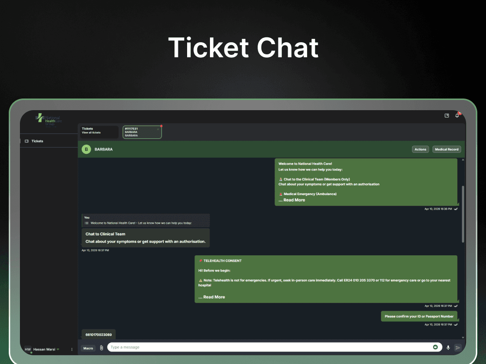 NHG — WhatsApp inquiries routed into a secure staff portal