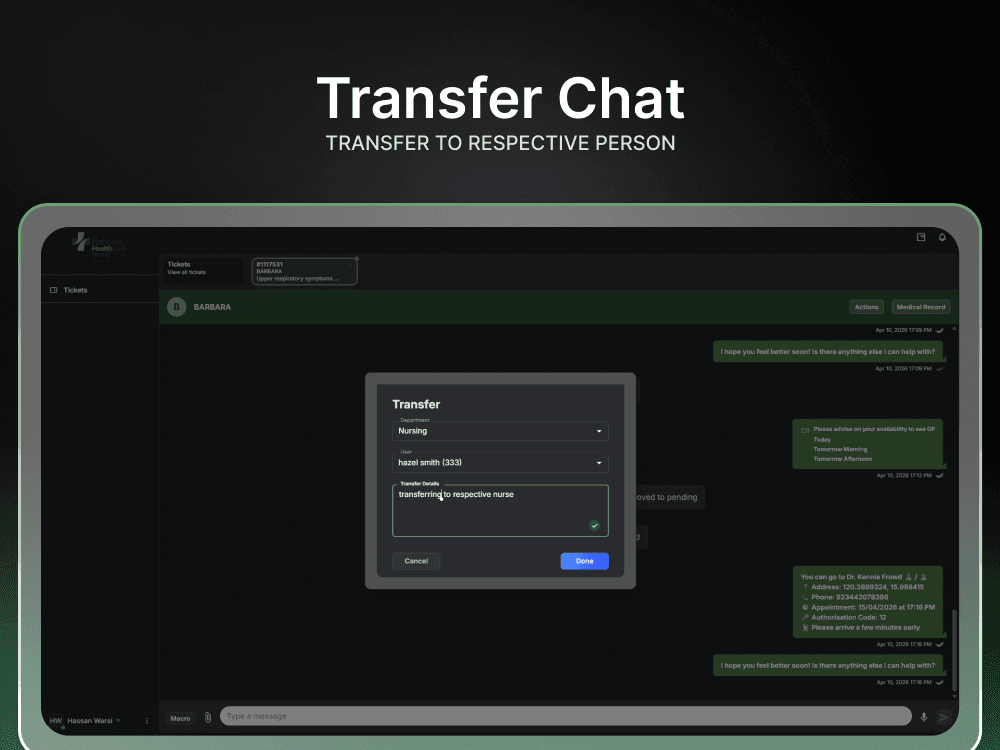 NHG — WhatsApp thread in portal context