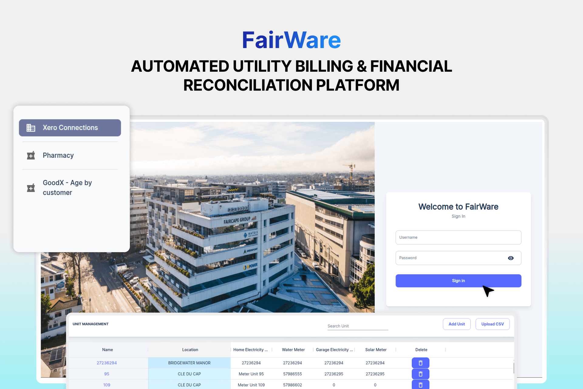 Fairware dashboard for utility billing and reconciliation operations